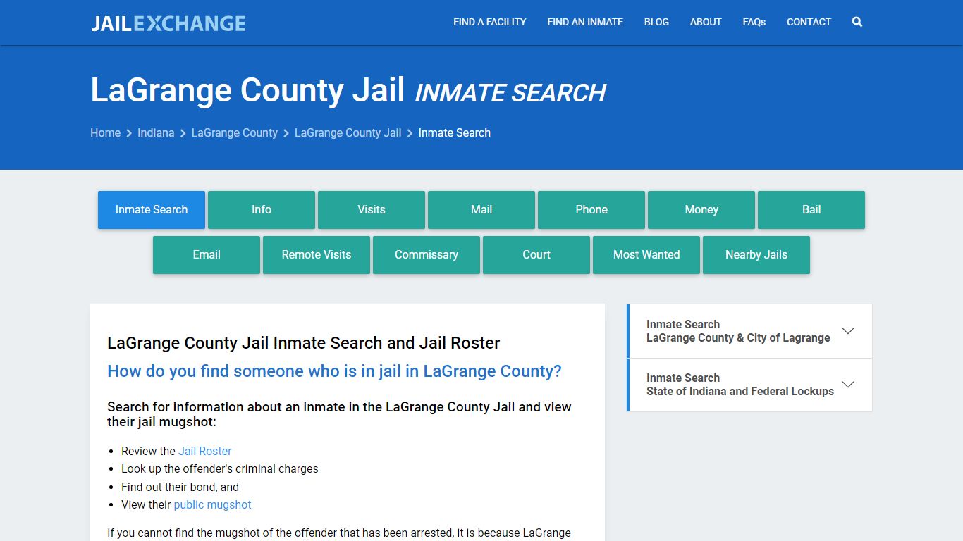 LaGrange County Jail Inmate Search - Jail Exchange